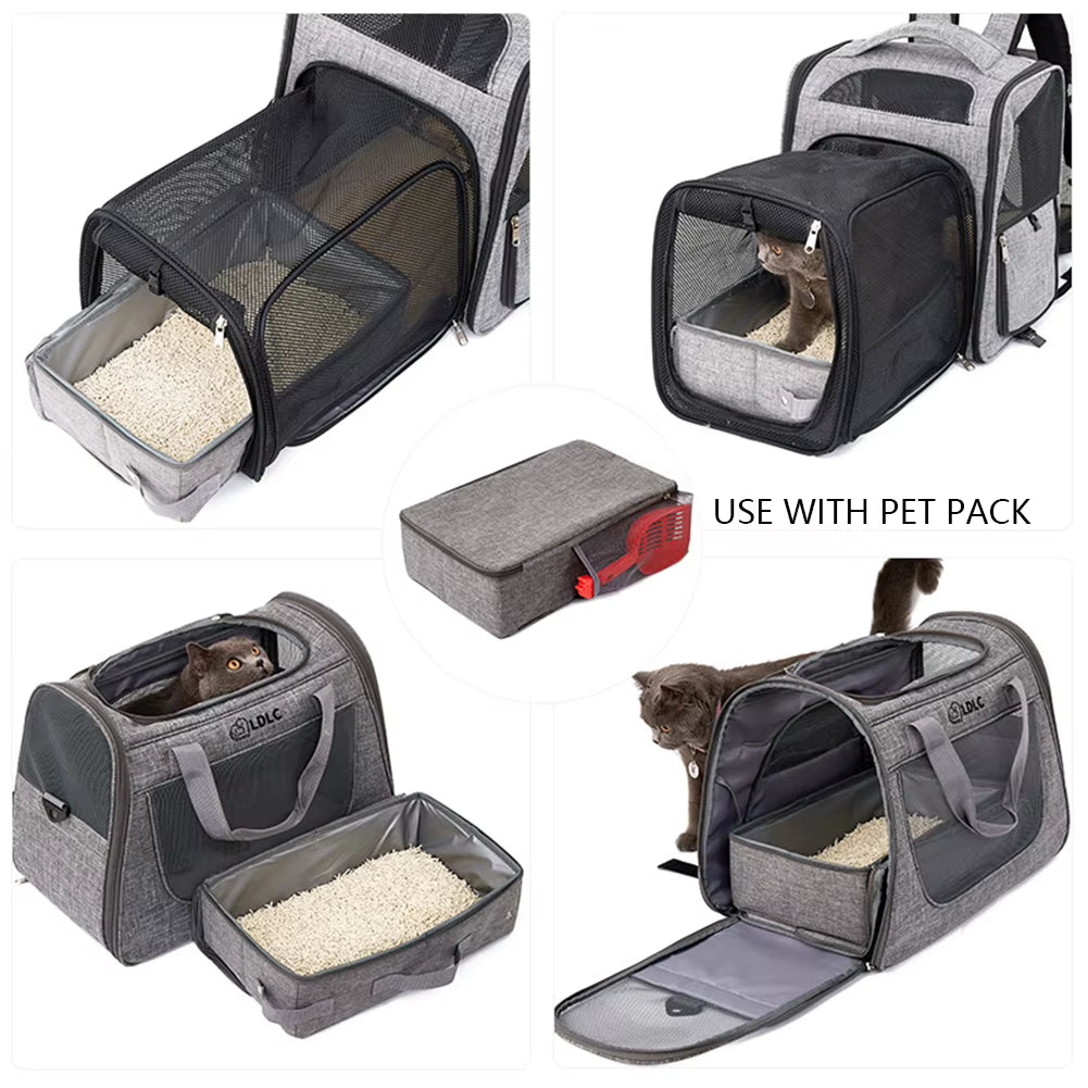 Portable Folding Travel Pet Litter Box with Shovel Cat Bedpans Dog Toilet Tray Cat Litter Potty Outdoor Reusable Cat Litter Box