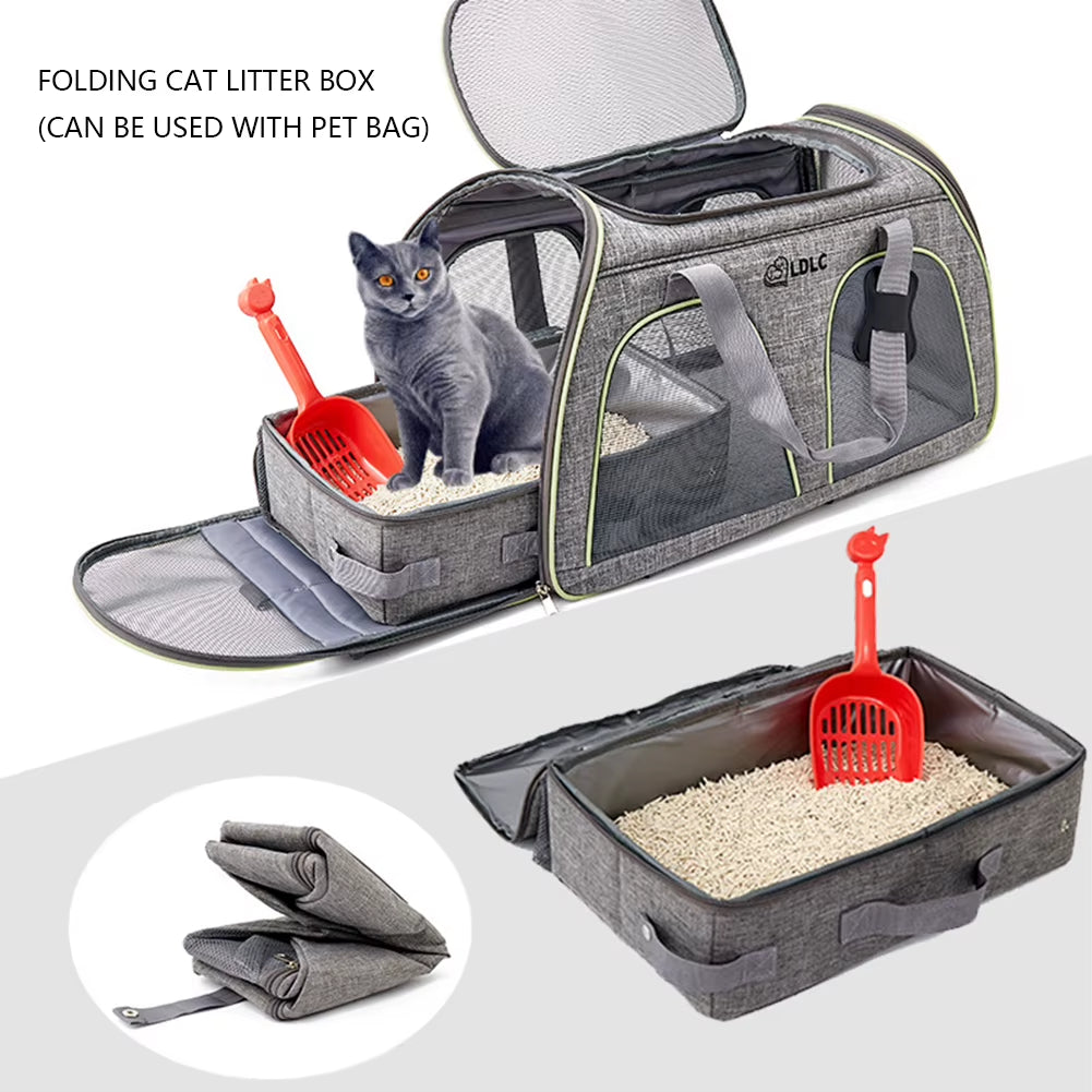 Portable Folding Travel Pet Litter Box with Shovel Cat Bedpans Dog Toilet Tray Cat Litter Potty Outdoor Reusable Cat Litter Box