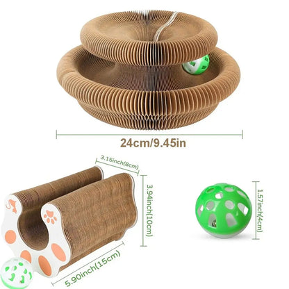 Durable Kitty Kurlz Cat Toy Cat Accordion Magic Organ Cat Scratching Board Cat Toy Ball Scratch Pad Cat Scratcher