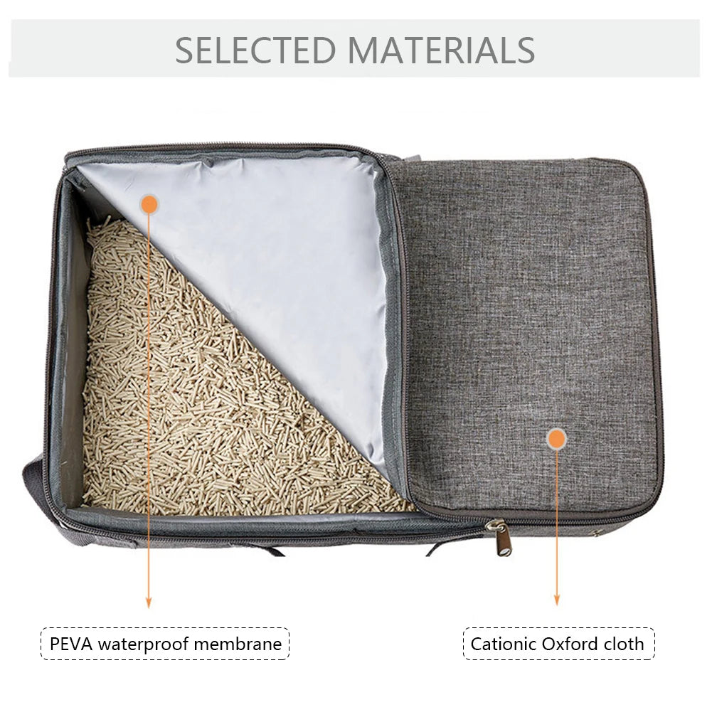 Portable Folding Travel Pet Litter Box with Shovel Cat Bedpans Dog Toilet Tray Cat Litter Potty Outdoor Reusable Cat Litter Box