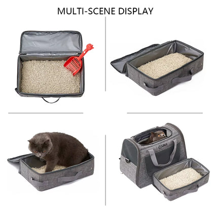 Portable Folding Travel Pet Litter Box with Shovel Cat Bedpans Dog Toilet Tray Cat Litter Potty Outdoor Reusable Cat Litter Box