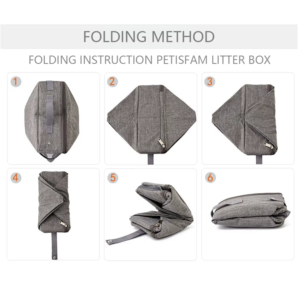 Portable Folding Travel Pet Litter Box with Shovel Cat Bedpans Dog Toilet Tray Cat Litter Potty Outdoor Reusable Cat Litter Box