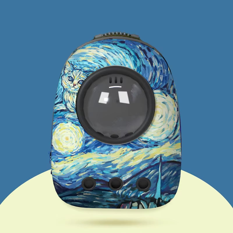 Cat Backpack Cat Carrier Fat Cat Bag Breathable Transport Travel Bag Dog Space Capsule Pet Capsule Astronaut Backpack for Pets